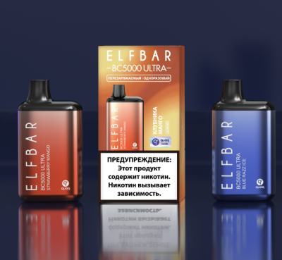 Одноразовая электронная система доставки никотина ELFBAR BC5000 Ultra Черничная сахар вата МТ